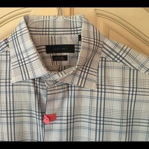 Saks Fifth Avenue Pima Cotton Shirt L Blue Plaid.